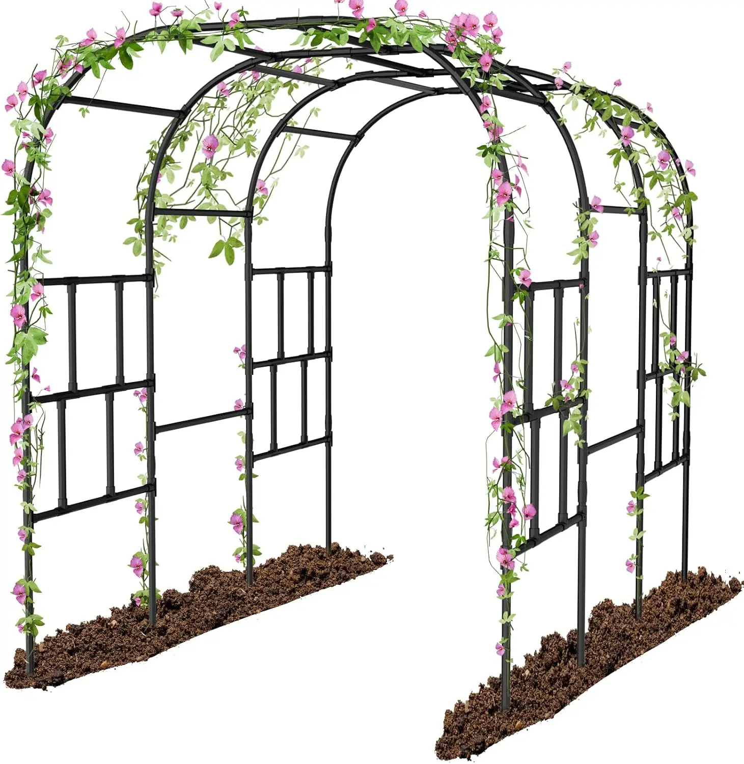 87in H x 79in L Garden Arch Arbor Trellis for Climbing Plants Outdoor - Tall Metal Garden Arch Archway for Lawn, Party, Ceremony