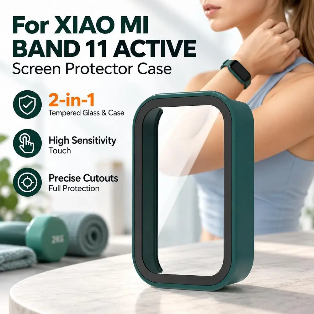 Tempered Glass Screen Protector Case For Xiaomi Smart Band 11 Active Integrated Protective Shell Accessories