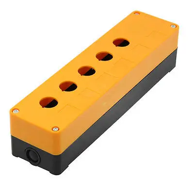 22mm Hole Five Push Button Switch Holder Control Box Case Orange Black