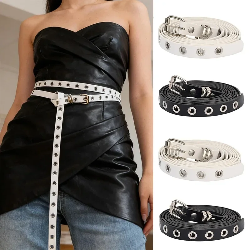 Fashion Korean Style Adjustable Double Layer Belt Extra Long Thin Waist Chain Fashion Waistband for Jeans Dress Hole Waist Belts