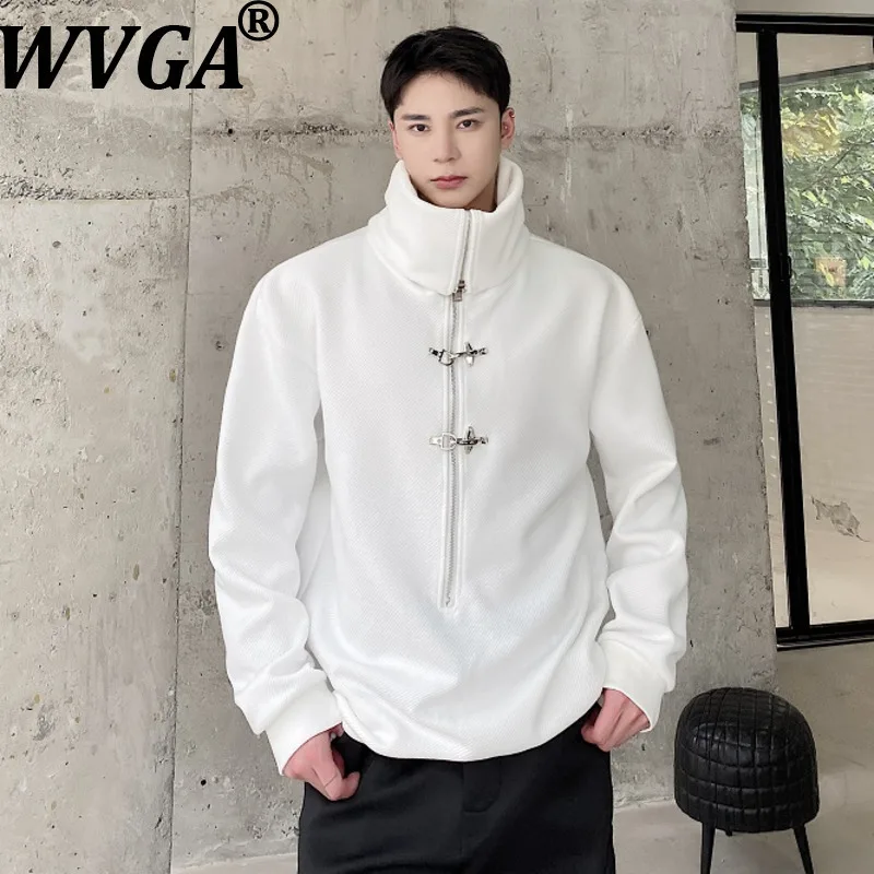 

WVGA осень-зима новый мужской прилив High Street толстовка с воротником-стойкой и длинными рукавами модный пуловер нишевый шикарный повседневный топ Ins W12460