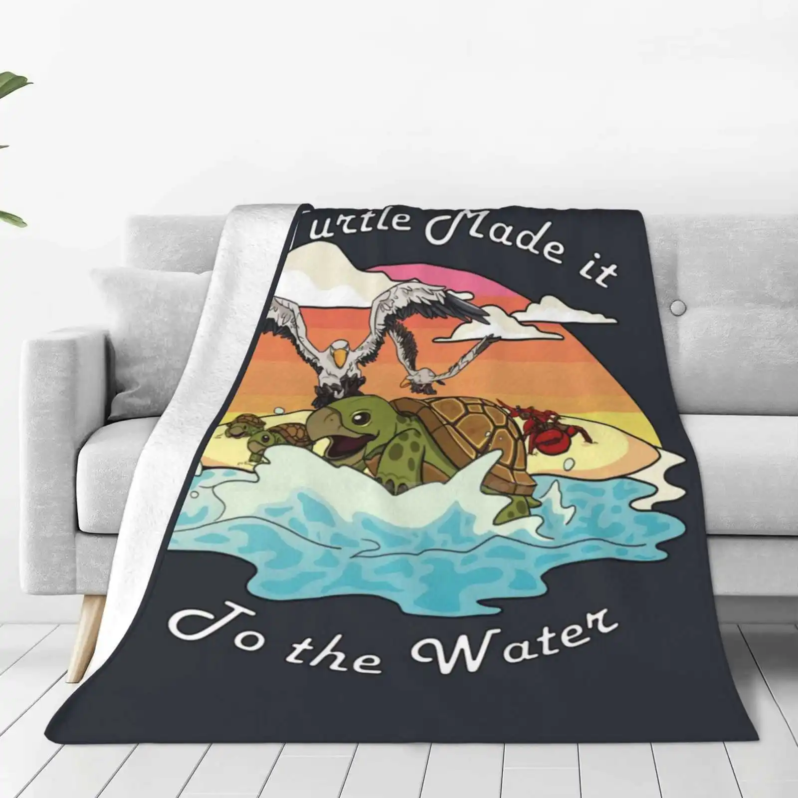 A Turtle Made It To The Water! All Sizes Soft Cover Blanket Home Decor Bedding Wow A Turtle Made It To The Water Ocean