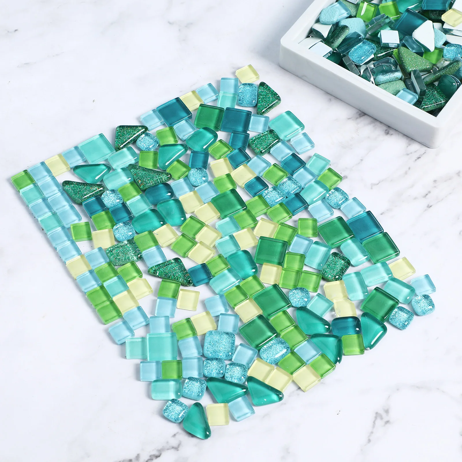 

2Packs Glass Mosaic Tiles DIY Variety Shapes Handmade Broken Glass Pieces Tiles for Crafts Bulk Kits for Adults