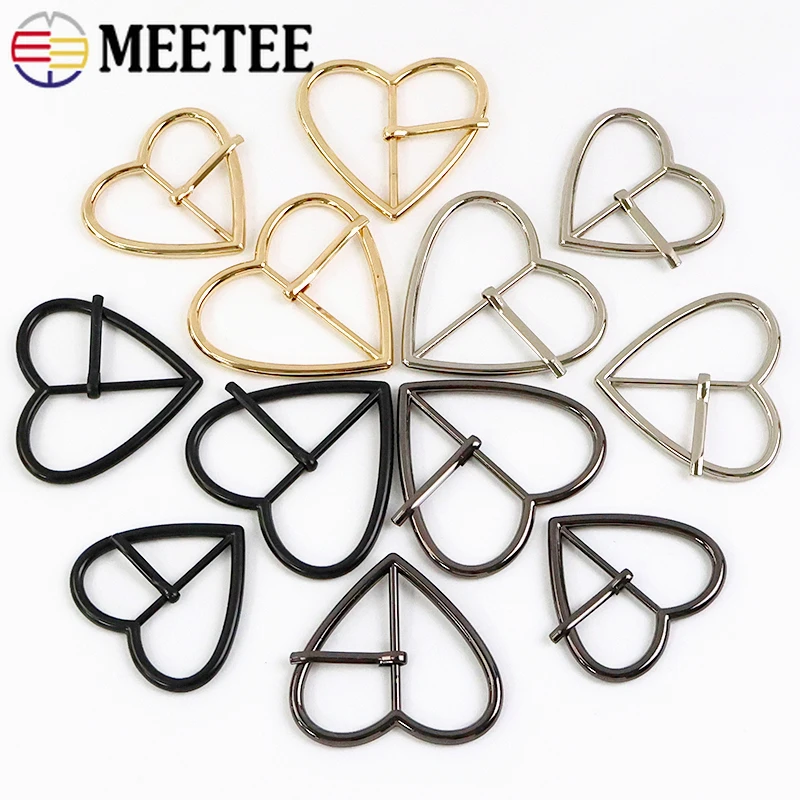 

Meetee 5/10Pcs 20-40mm Metal Pin Buckle Adapter Webbing Strap Heart Ring Hook Shoe Clasp Belt Adjust Slider Bag Making Supplies