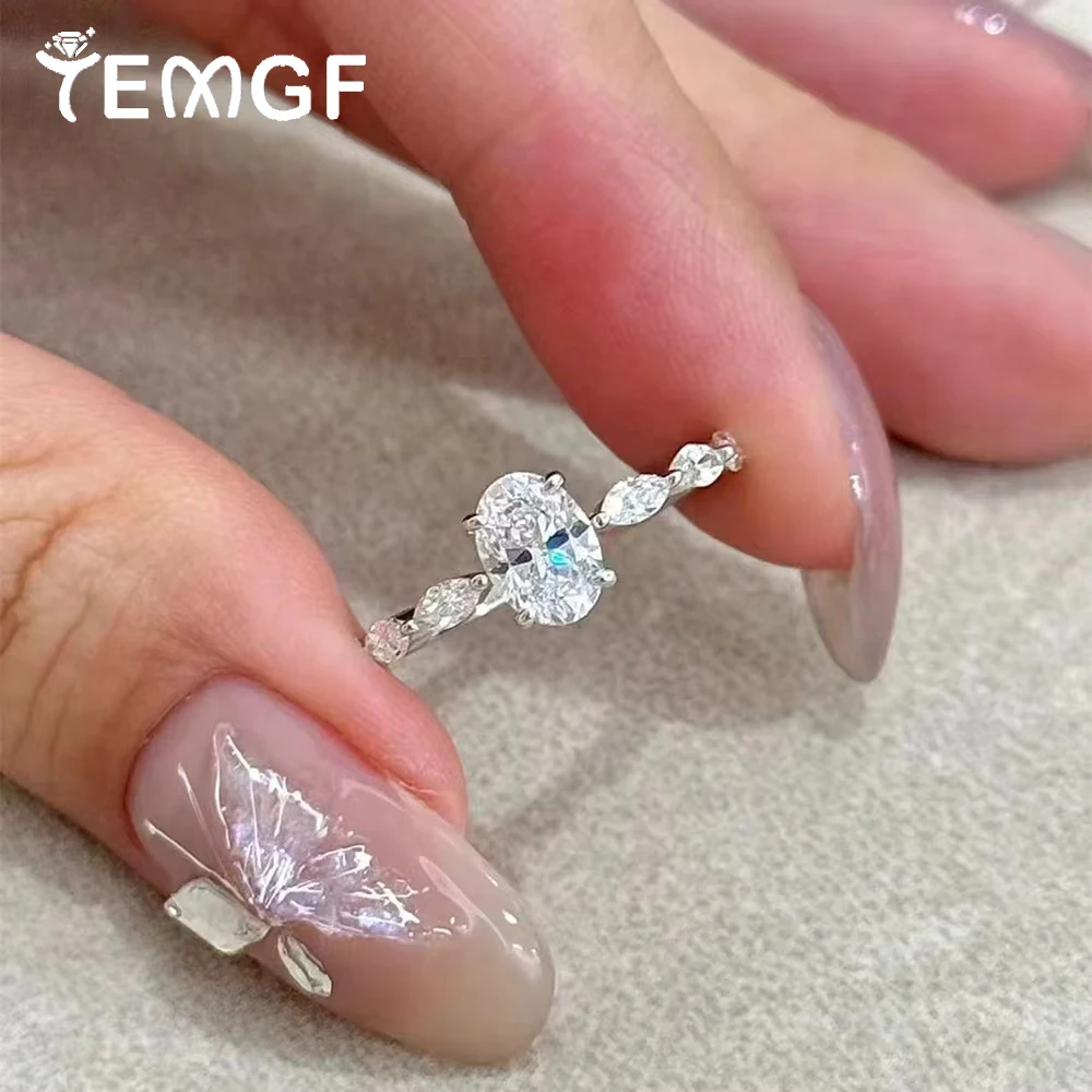 

TEMGF 1CT White/Green Zircon Engagement Ring for Women Wedding Anniversary Sparkling Fine Jewelry 100% S925 Sterling Sliver Base