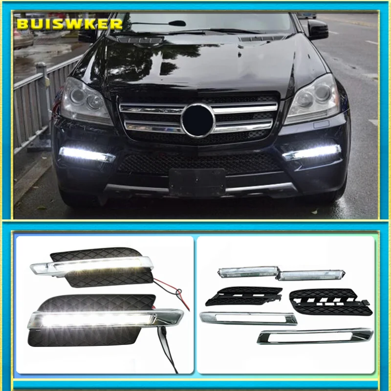 Left and Right Front LED Daytime Running Fog light For Mercedes Benz X164 GL320 GL350 GL450 GL550 ML63 AMG X166 2007-2013