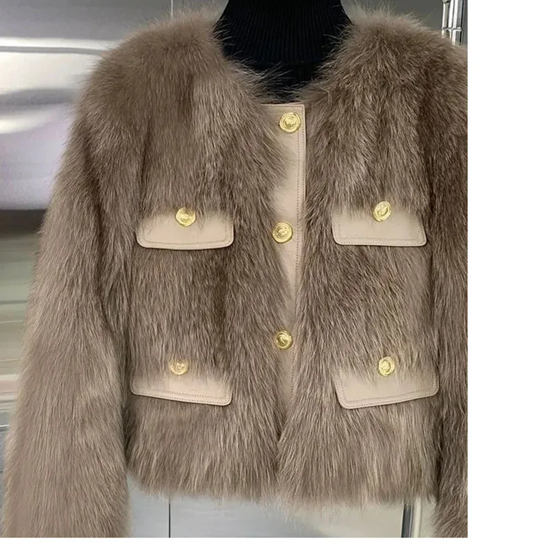 Abrigo pequeño de zorro fragante para mujer, chaqueta femenina cálida y versátil, Tops cortos de piel, prendas de vestir exteriores para mujer, nueva ropa de algodón, prendas de vestir gruesas