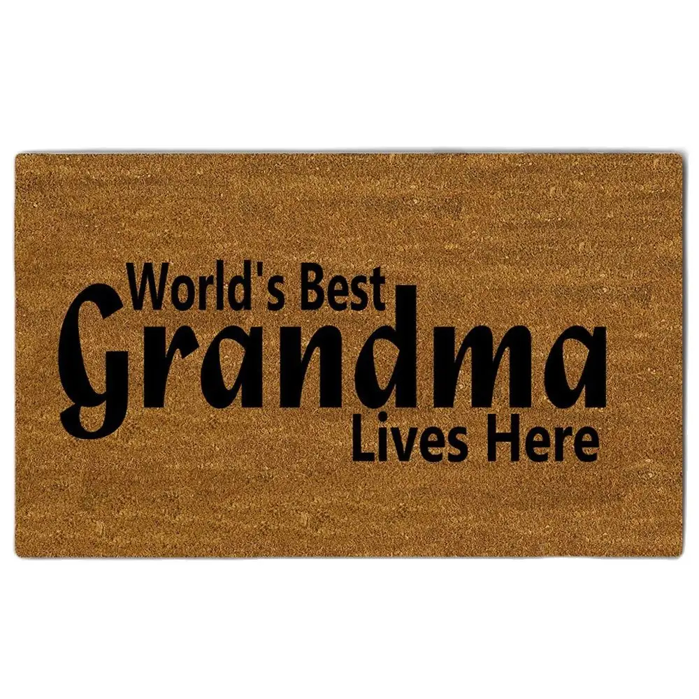 

World's Best Grandma Lives Here Doormat Outdoor Porch Patio Front Floor Christmas Halloween Holiday Rug Decor Home Door Mat