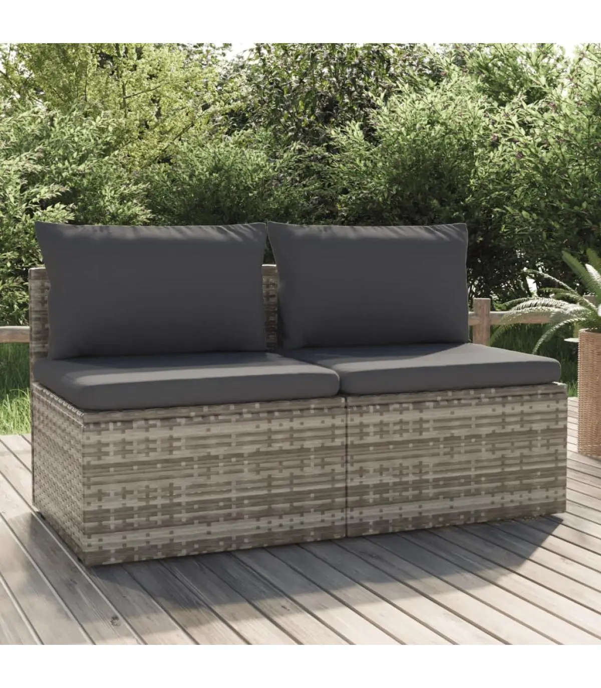 Outdoor sofas 2 seater garden sofa with gray synthetic rattan cushions