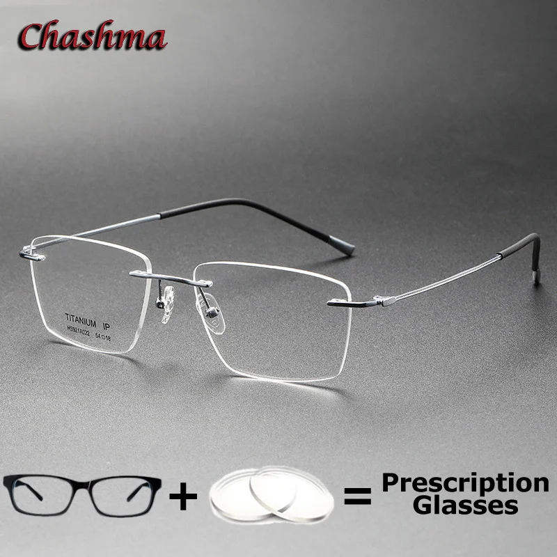 

Rimless Pure Titan Optical Prescription Glasses Men Anti Blue Ray Chameleon Multifocal Lenses Recipe Eyeglass Myopia Frameless