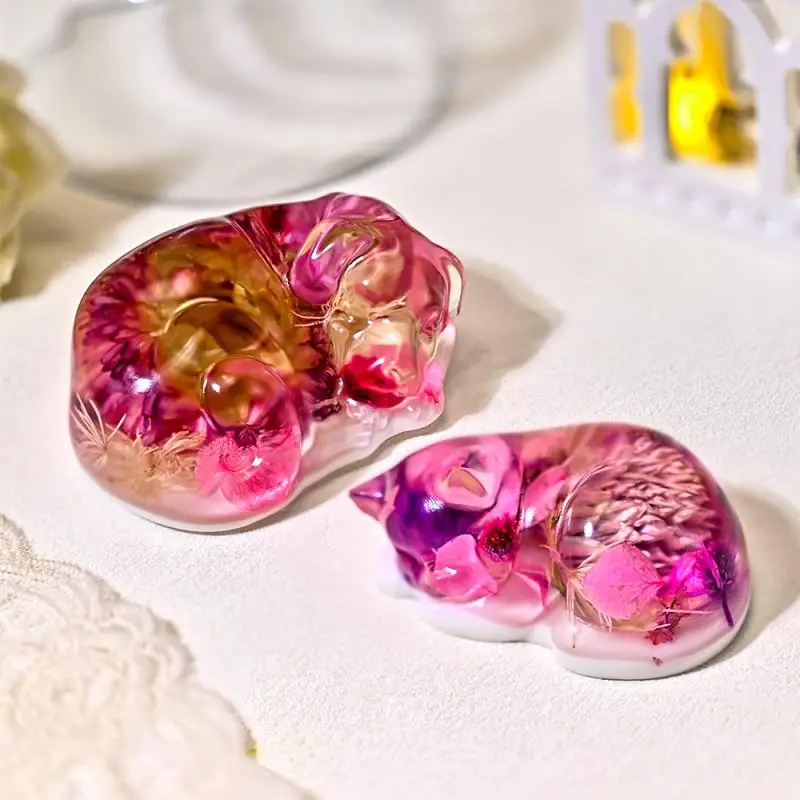~New Sleeping Cat Dog Ornament Silicone Mold DIY Pet Series Candle Aroma Plaster Resin Molds Mousse Cake Decoration Baking Mould