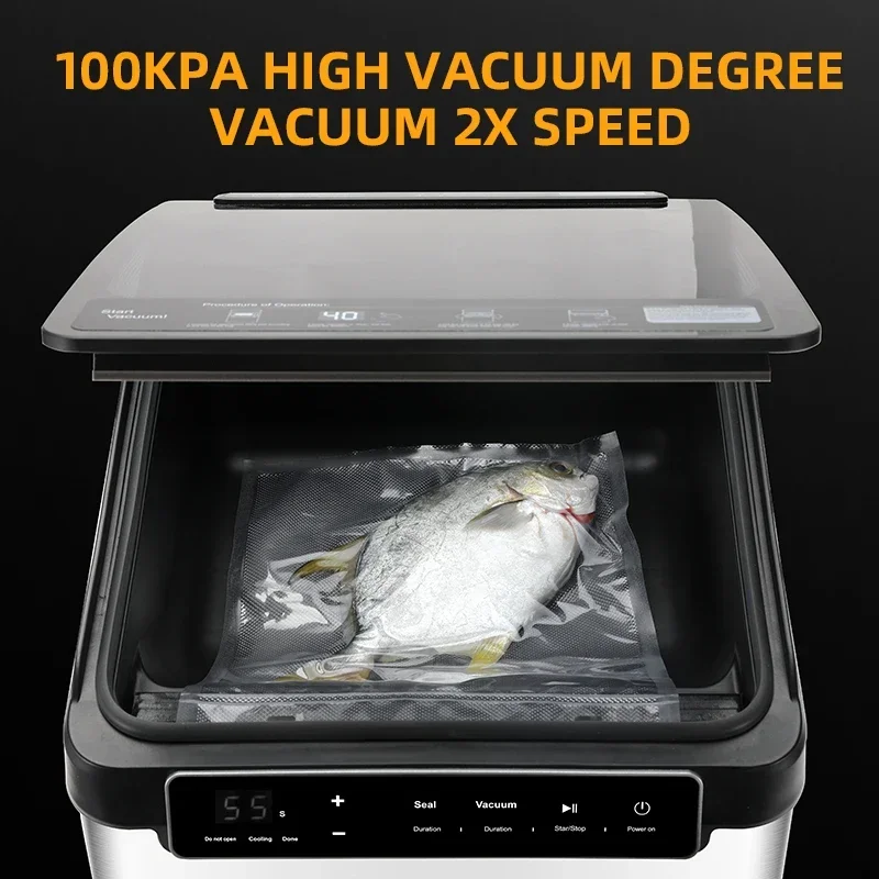 Automatic Chamber Vacuum Sealer, Multifunctional Commercial Food Packing Machine for Dry & Liquid Items