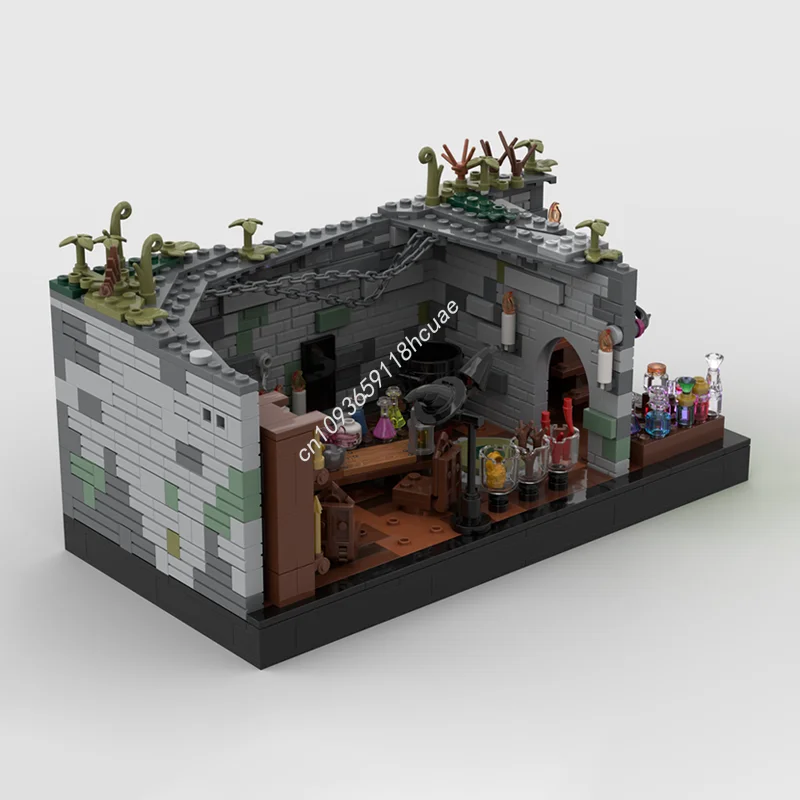 Moc القرون الوسطى الزنزانات D & D الساحرة Diorama وحدات اللبنات الإبداعية الجمعية التعليمية الطوب لعب الاطفال هدايا العيد