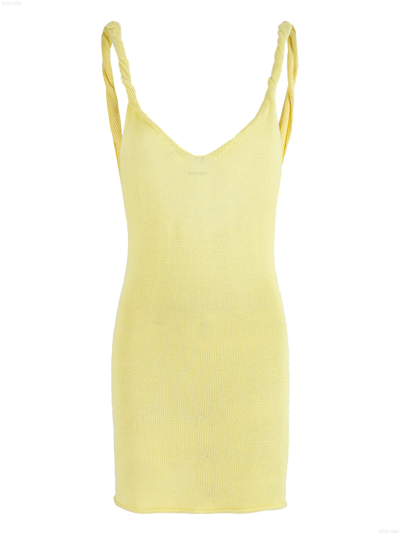 

2025 женский летний купальник, накидка, сексуальное желтое пляжное мини-платье с маслом, шикарные бретели, v-образный вырез, без рукавов, праздничные вечерние платья K215