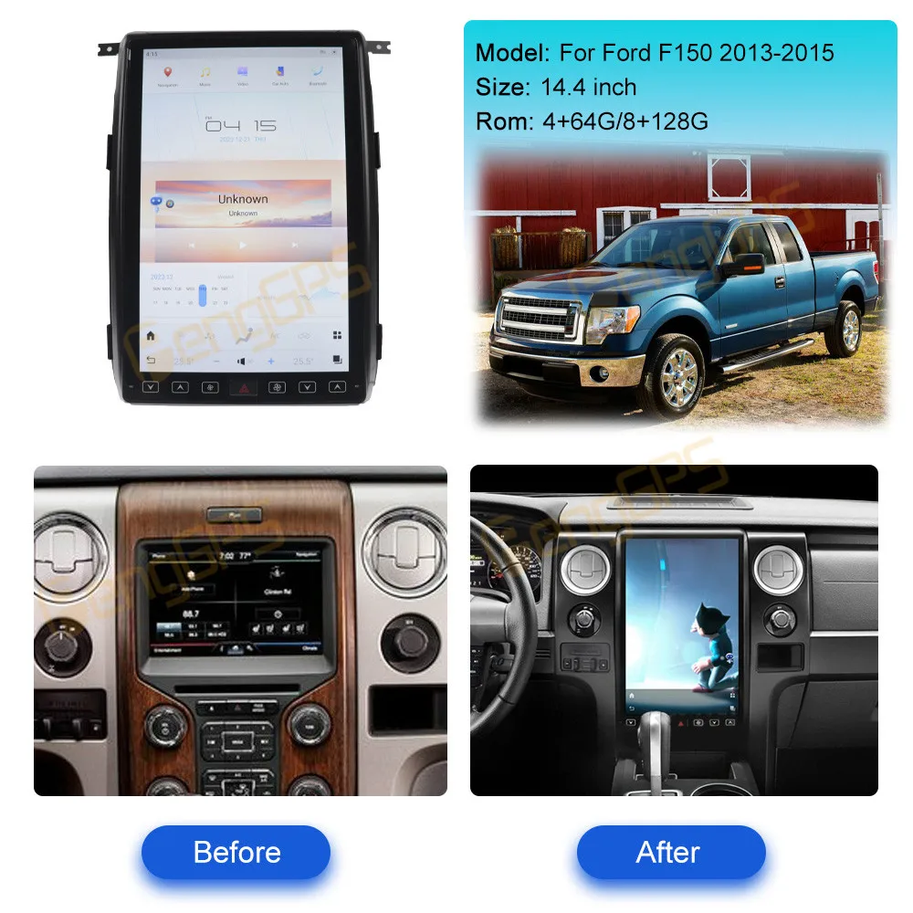 For Ford F150 F250 F350 Raptor 2009 -2014 Car Radio Wireless Carplay Android Auto Intelligent System Multimedia Player  GPS Navi