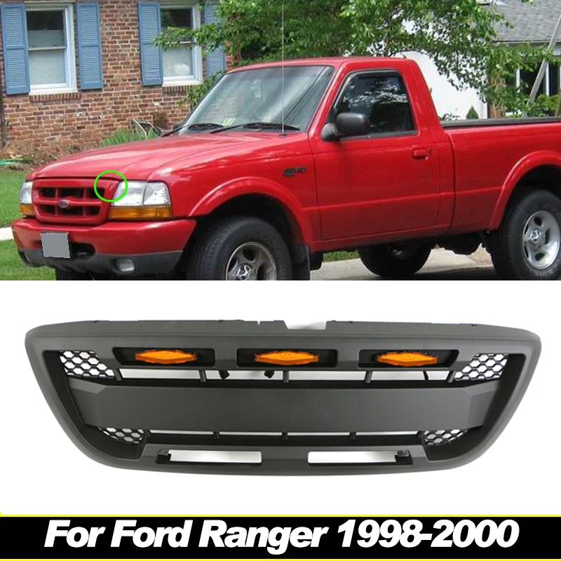 

Front Grill With Light Fits For Ford Ranger 1998 1999 2000 Racing Grill Amber Lights