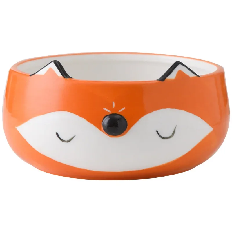 Hand Painted Fox Cat Dog Bowls Cute Animal Bowl For Salad Fruit Noodle Rice Soup Creative Underglaze Ceramic Children Tableware