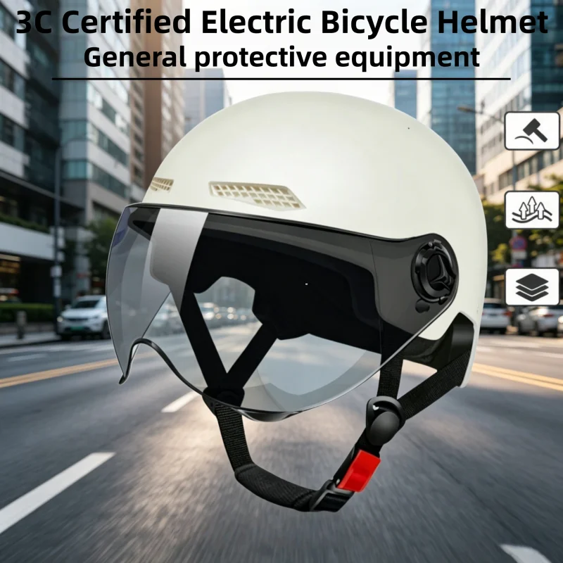 

3C Certified Electric Bike Helmet Adult Motorcycle Scooter Half Helmet Unisex Protective Gear for Cycling Commuting & Riding Saf