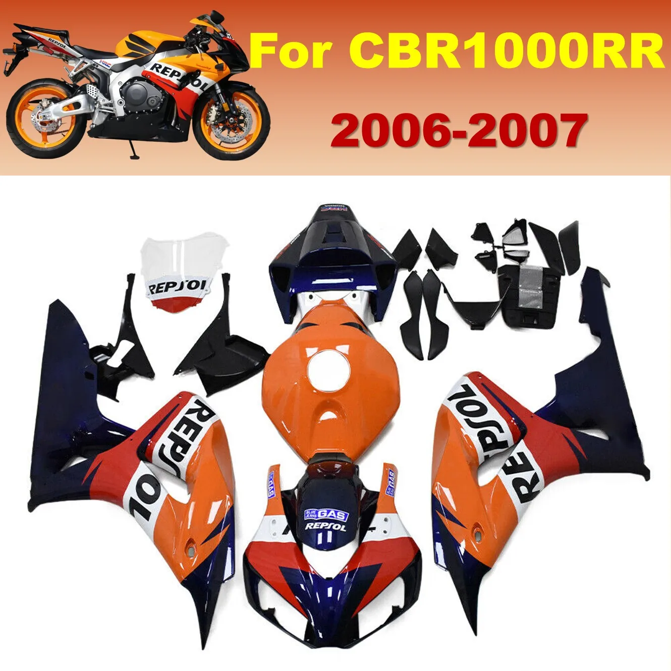 For Honda Repsol CBR1000RR 2006-2007 Fairing Kit CBR1000 RR 06 07 CBR 1000RR Motorcycle Full Bodywork set