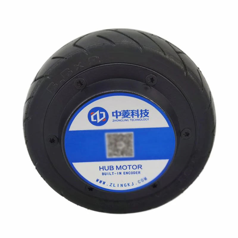ZLTECH 5.5inch 24V 150W 60kg Load Low Speed Rubber Tire Brushless Dc Wheel Servo Hub Motor with 14bit Encoder for Wheelchair
