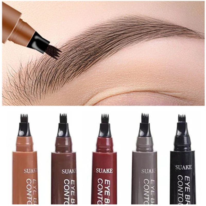 EyebloggTattoo-Crayon liquide pour sourcils, stylo à microblading 4D, pointe à 4 fourches, longue durée, croquis fin, maquillage