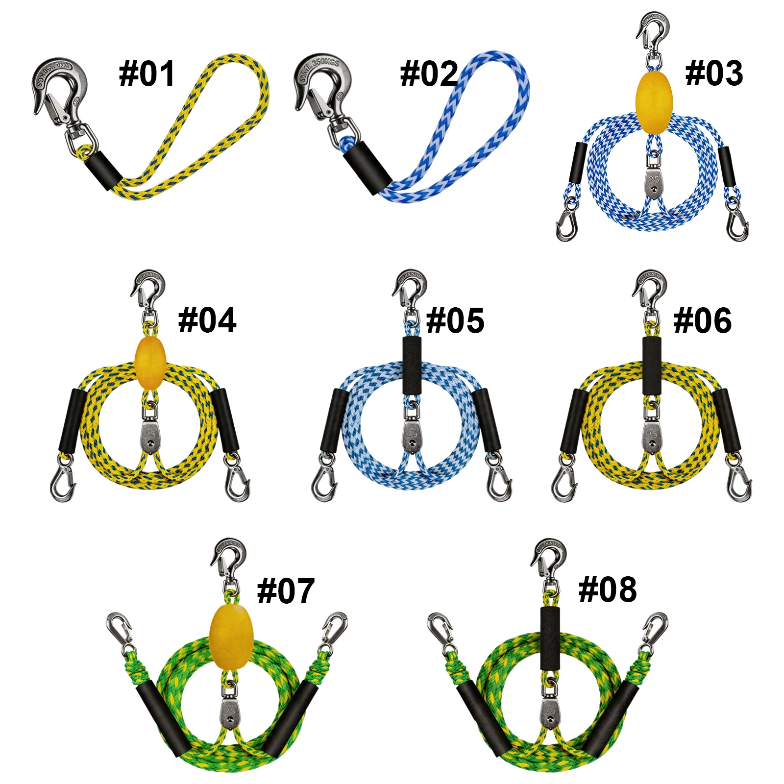 Tubing Boat Tow Harness with Hook Heavy Duty Towing Rope Inflatable Float Connector for Boat Water Sport Jet Ski Wakeboarding