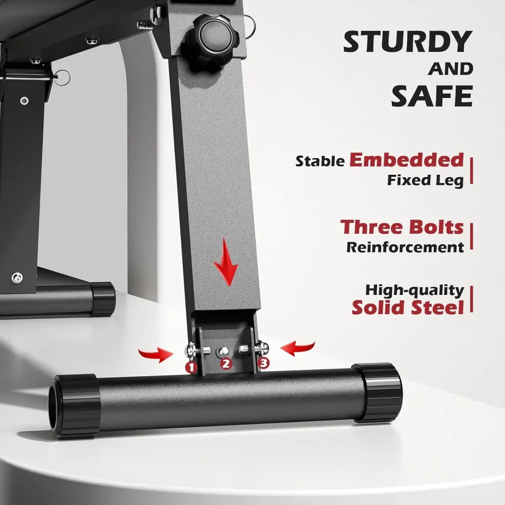 FLYBIRD مقعد مسطح قابل للطي قابل للتعديل لتدريب القوة، مكبس مقاعد البدلاء، سعة 600/1000 رطل في موديلين #3