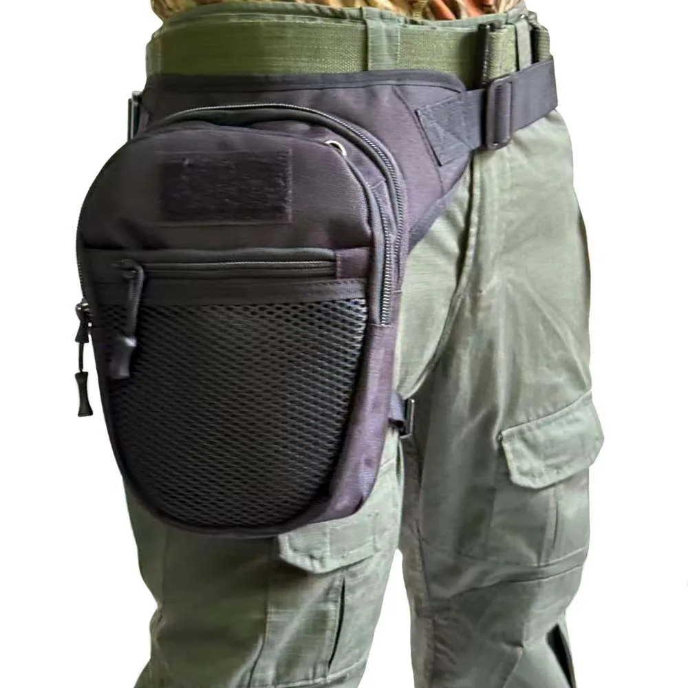 حقيبة الساق التكتيكية دراجة نارية الساق حزمة للجنسين سعة قابلة للتوسيع مادة متينة أشرطة كتف قابلة للتعديل الأنشطة في الهواء الطلق