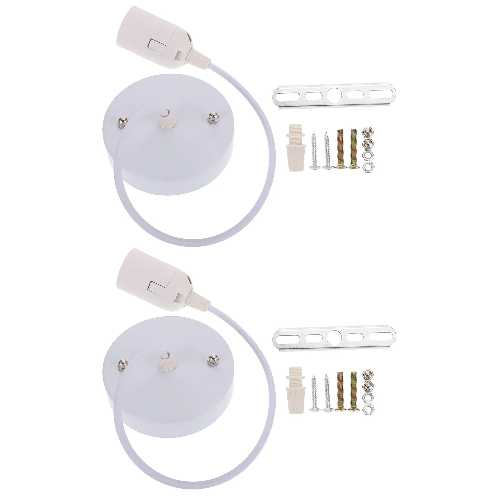 2Pcs Heavy Duty Iron E27 Lamp Socket Holder for Ceiling Pendant Light Fixture Retro Chandelier Bedroom Hall Restaurant Lighting