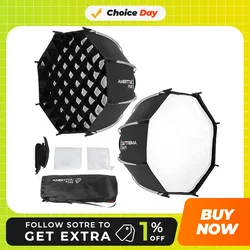 AMBITFUL PS45 Mini Quickly Release Bowens mount Softbox + Honeycomb Grid for Photo studio portrait outdoors Portable