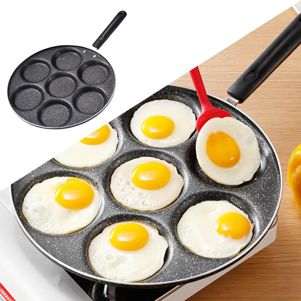

7-Hole Frying Pot Pan Thickened Omelet Pan Non-stick Egg Pancake Steak Pan Cooking Egg Ham Pans Purpose Cookware Pan