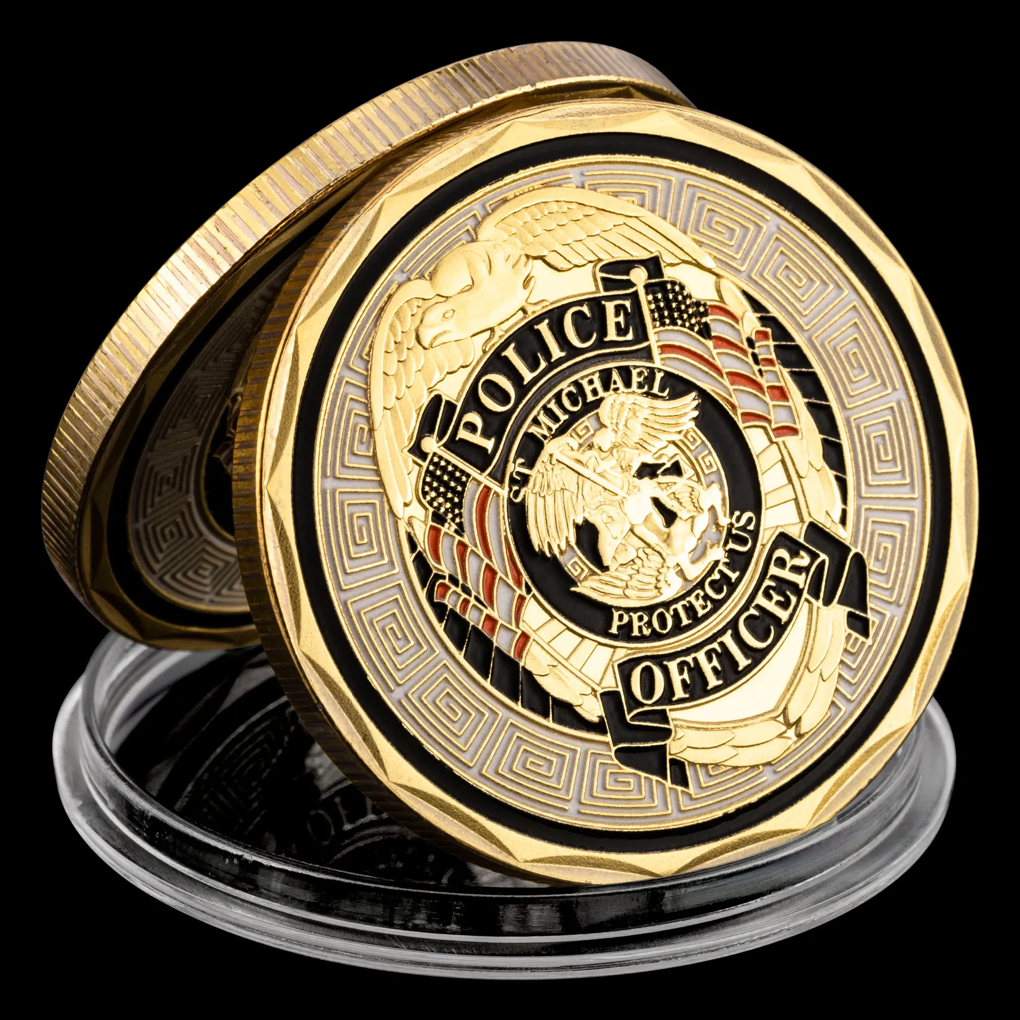 United States Police Officer Collectible Golden Plated Souvenir ST. Micheal Patron Saint of Law Enforcement Commemorative Coin