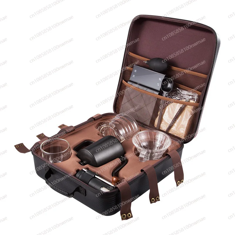 

Outdoor Suitcase Portable Coffee Pot Hand Pot Coffee Set Hand Grinder Combination Gift Set