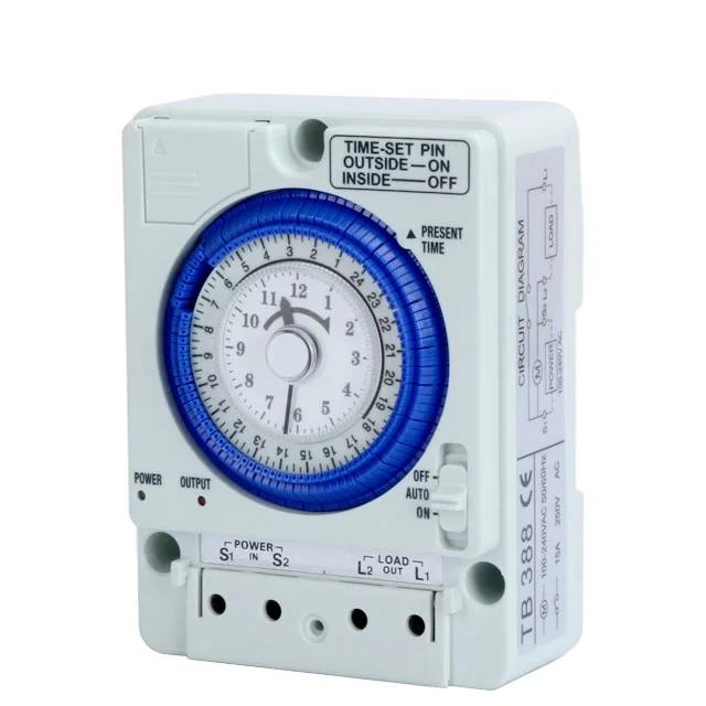 TB388 AC 220V 24 Hours DIN Rail Mounted Mechanical Electric Controller Timer Switch