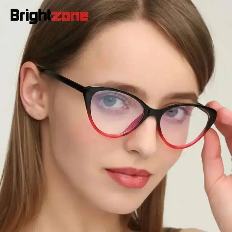 Brightzone 8 Colour Vintage Clear Computer Fake Glasses For Women Frame Cat Eye Myopia Eyeglasses Fashion Floral Spectacles