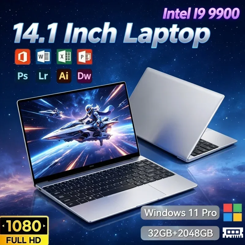 2026 14.1'' Laptop Intel Core i9 9900 32GB RAM 2TB SSD Windows 11 OS High Speed Notebook For Study Work And Game Entertainment