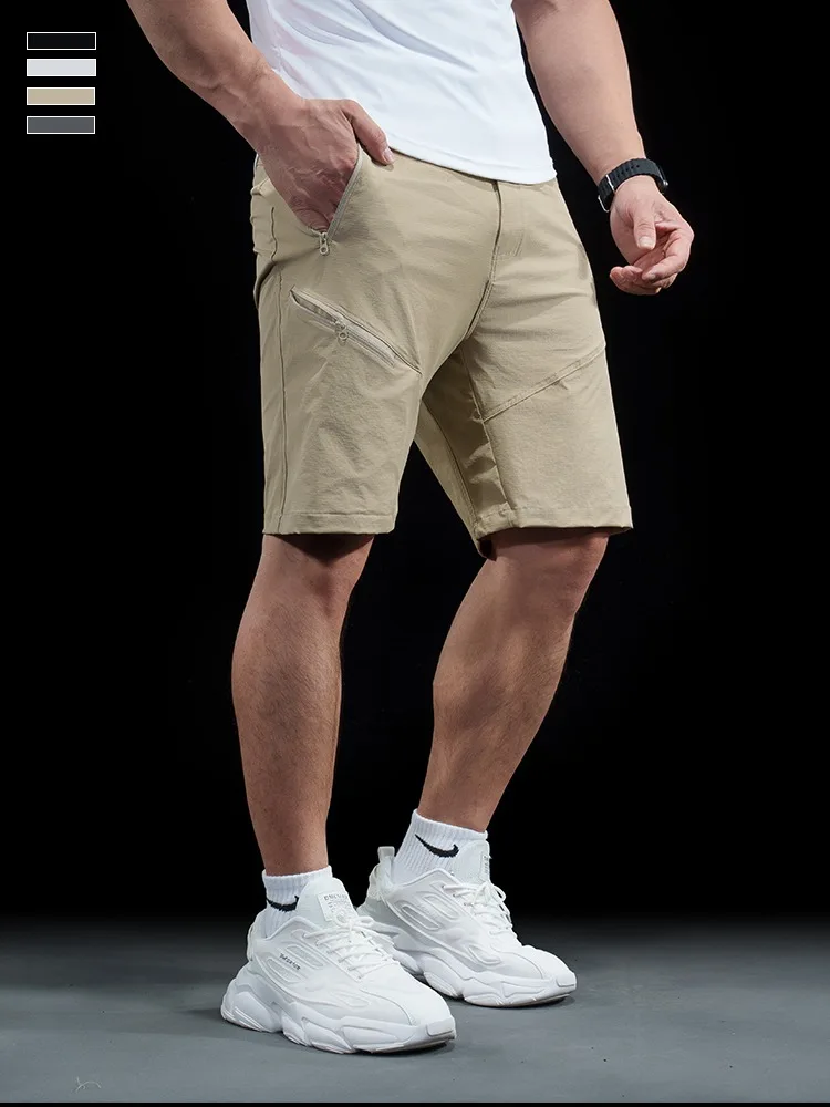 

Летние спортивные штаны для занятий спортом на открытом воздухе, быстросохнущие шорты для тренажерного зала и фитнеса, микроэластичные тренировочные брюки с пятью точками для бега