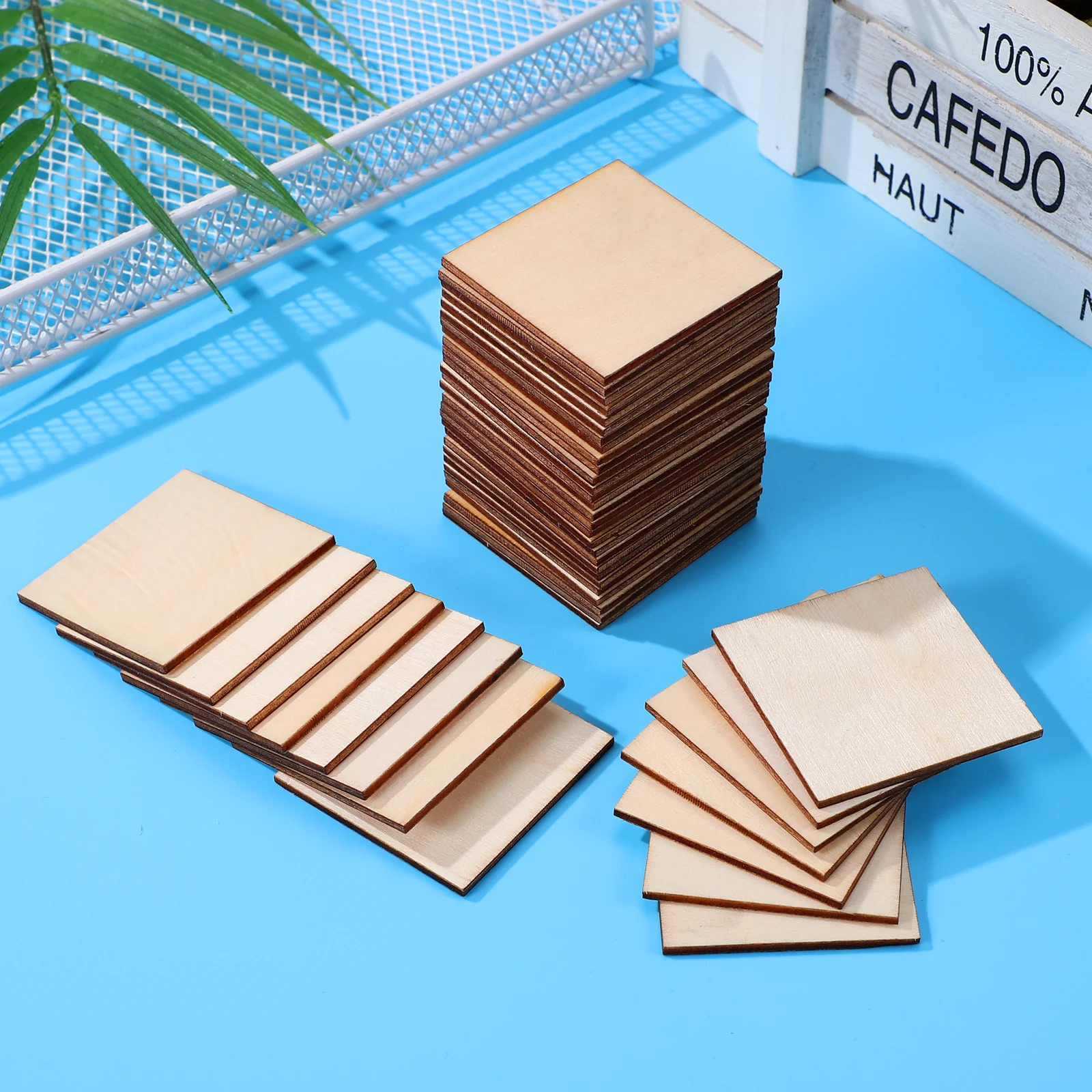 

50Pcs Square Wood Slices Unfinished Star Wooden Pieces Blank for DIY Craft Painting Wedding Home Decor Square Wood Slices