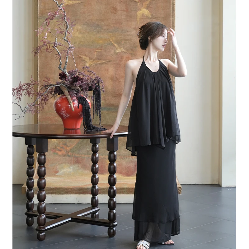 

Летний модный комплект SerioLudere: юбка-шорты с двойным слоем и шифоновый топ на бретельках