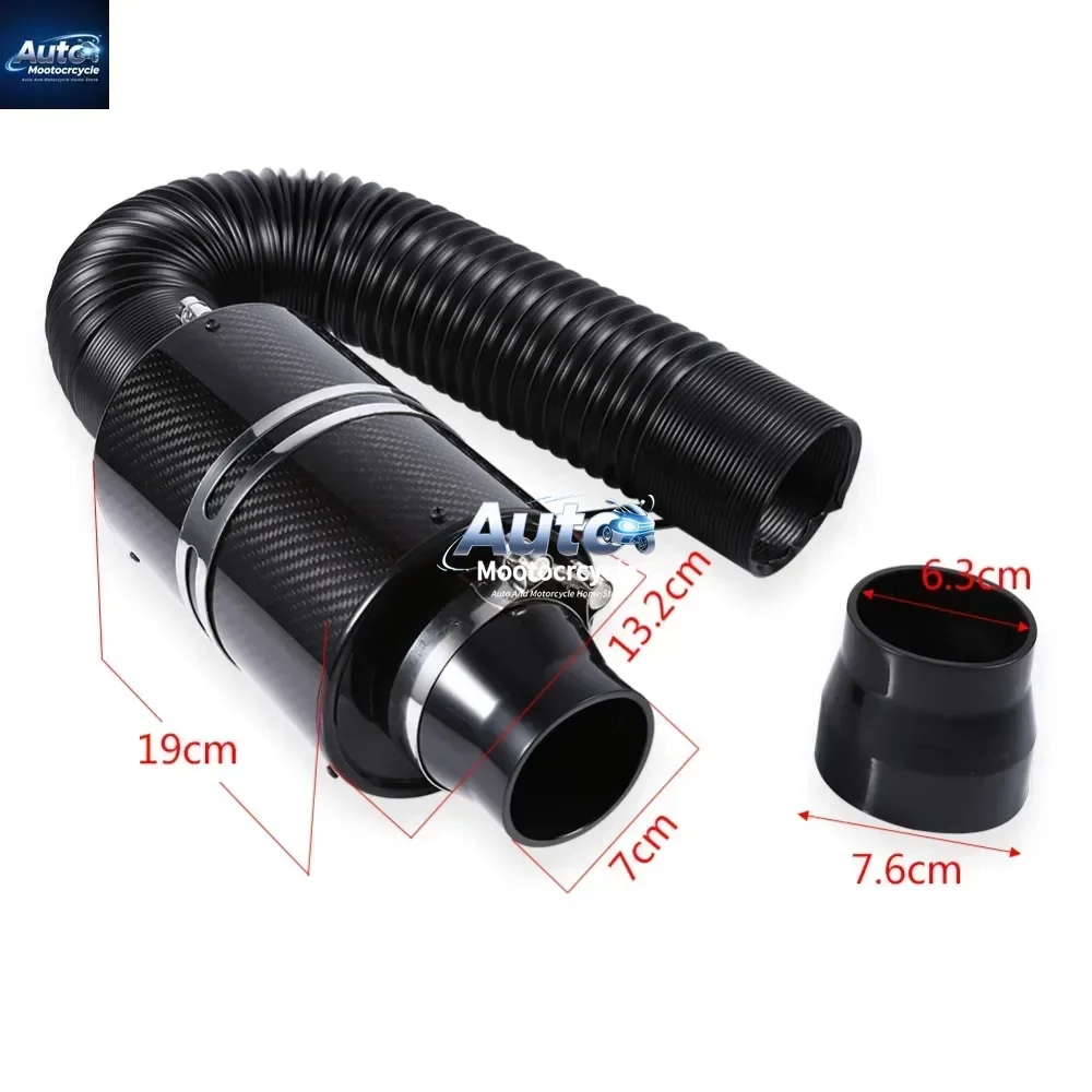 1 Set of Carbon Fiber Cold Air Filter Intake Closed Intake Induction Tube Automotive General Hose Kit