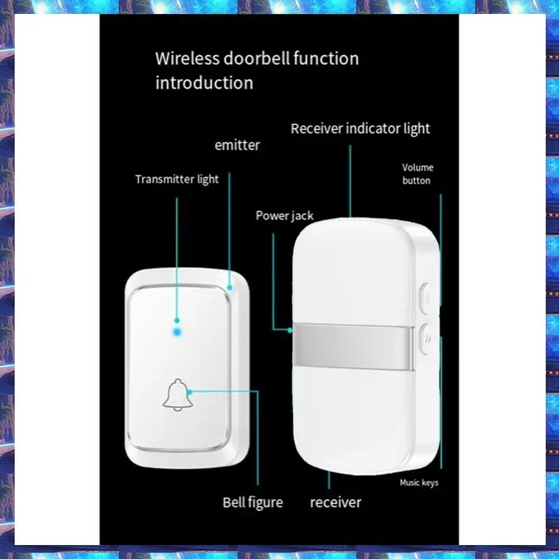 

2025 беспроводной домашний умный дверной звонок «Добро пожаловать», дверной звонок с батареей, 60 песен, напоминание о вызове, светодиодная вспышка, домашняя сигнализация, беспроводной домашний приветвитель