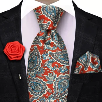 Novidade em lindo conjunto de gravata floral planta ainmal padrão retro bolso lenço quadrado para acessórios uso diário presentes de festa