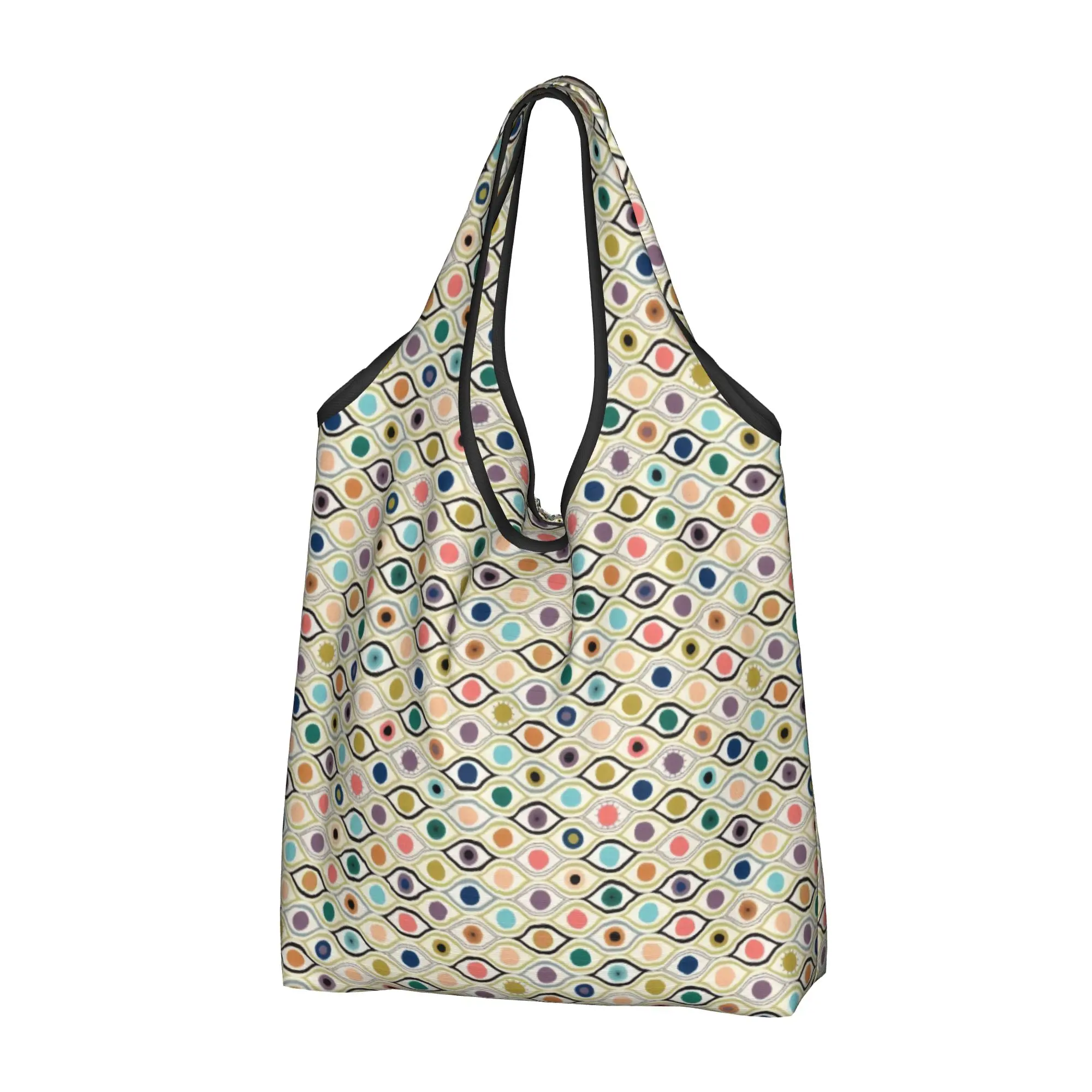 Watercolor Evil Eye  Groceries Shopping Tote Bag Women Custom Hamsa Lucky Charm  Shoulder Shopper Bag Big Capacity Handbag