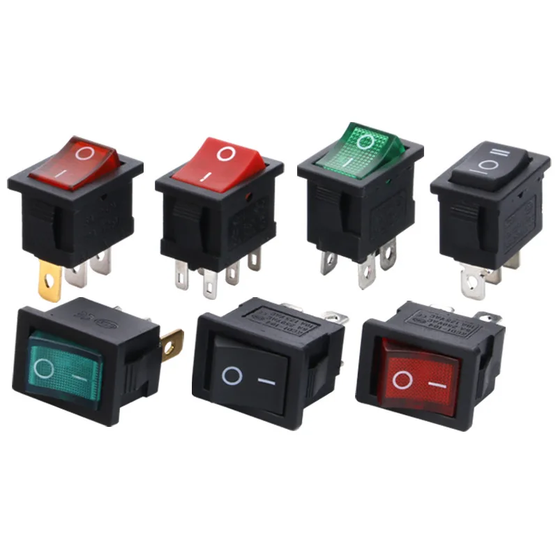 5pcs KCD1 2/3/4/6 Pin Boat Car Rocker Position Power Switch 15mm x 21mm Black Red Green Switches 6A/250V 10A/125V AC Wholesale