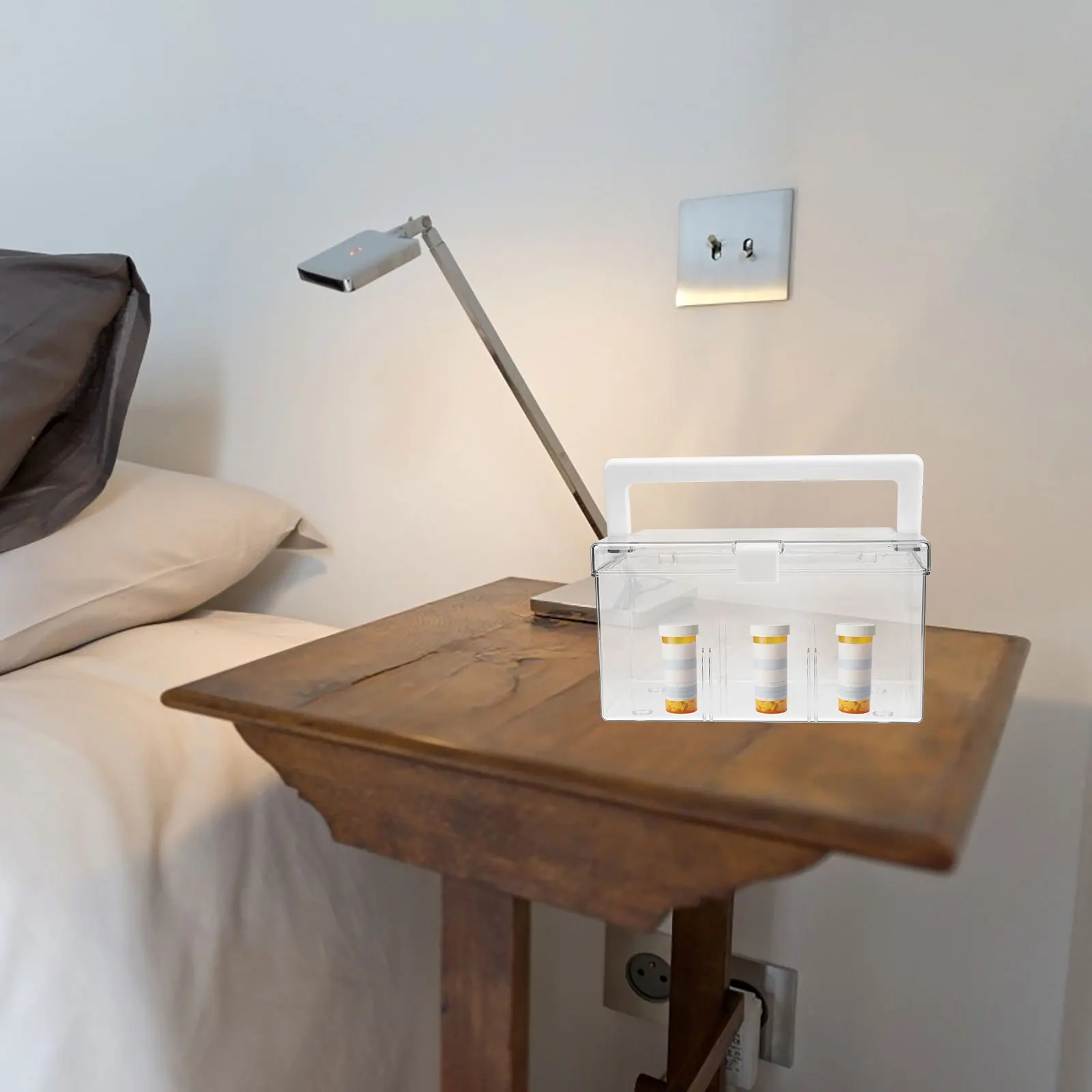 

Пластиковая аптечка Семейная аптечка Прозрачная портативная ручка для переноски Органайзер для хранения первой помощи Контейнер