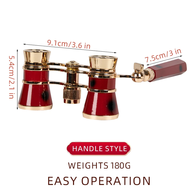 Portable Binoculars 3X25  Metal Opera Theater Glasses Mini Binocular Compact with Chain /Handle For Stage Concert Camping