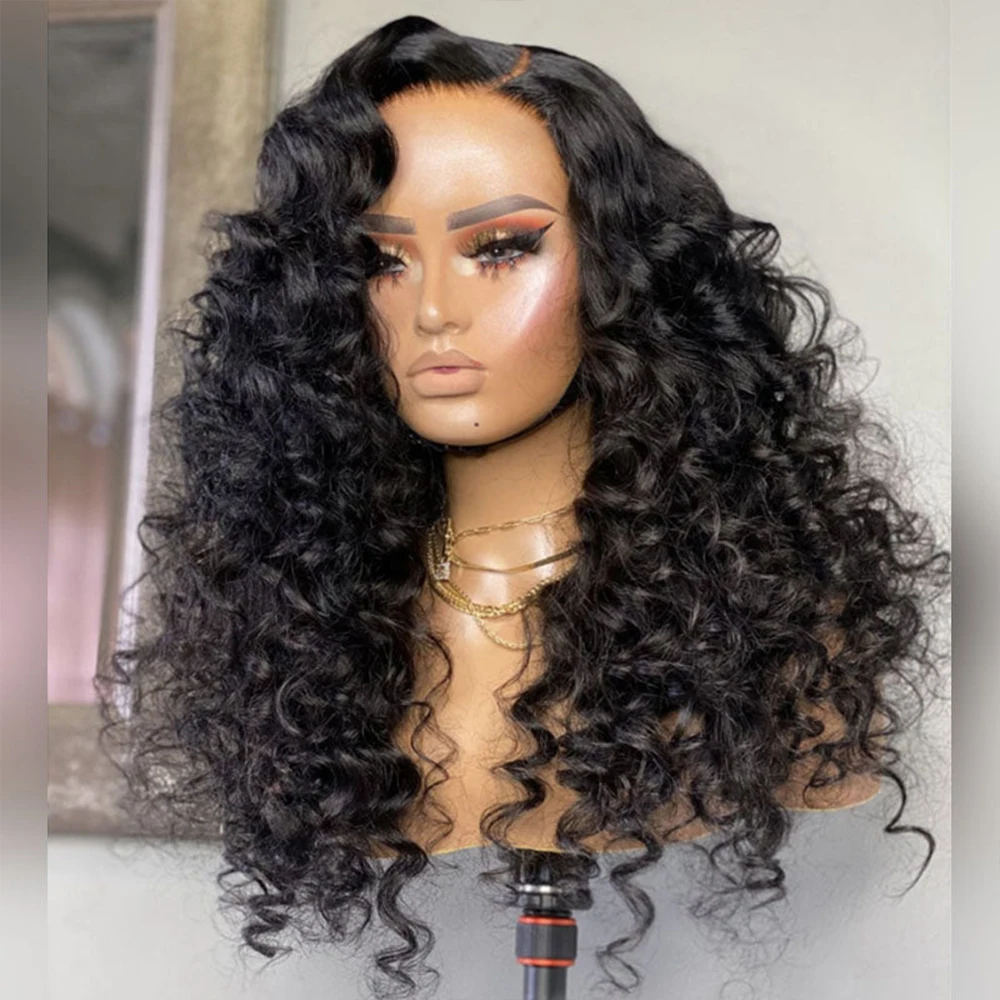 Synthetic Lace Front Curly Wig Pre Plcuked 13x4 Lace Front Wig Afro Kinky Curly Wig Heat Resistant Fiber Synthetic Curly Wig