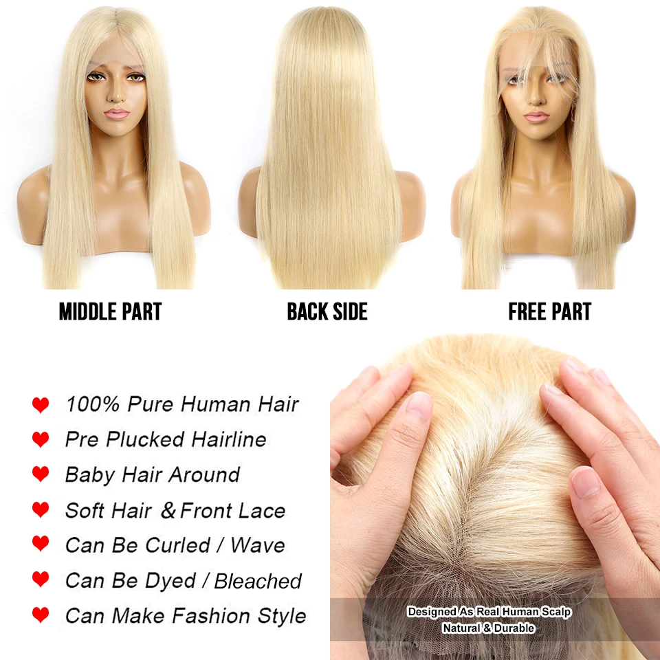 Megeen кружевные передние парики, натуральные волосы, предварительно выщипанные 13x4 HD прозрачные кружевные передние al парики, 100% человеческие волосы, 613 светлые парики могут быть окрашены