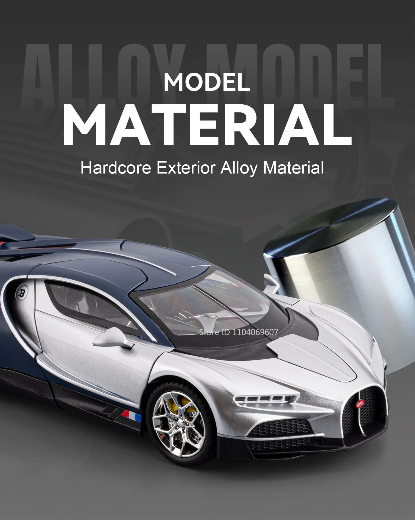 1:24 Tourbillon GTR S15 Modell Sportwagen Spielzeug Legierung Druckguss Sound Licht Türen geöffnet Stoßdämpfung Ornament Supercar für Kinder – Detail 4