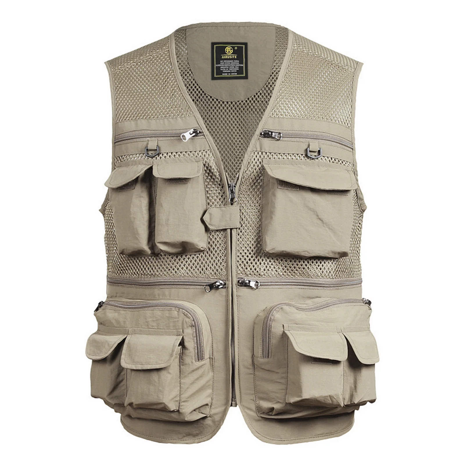 Workwear vest Fishing Vest Breathable Fishing Travel Mesh Vest with Zipper Pockets Summer Work Vest for Outdoor Activities